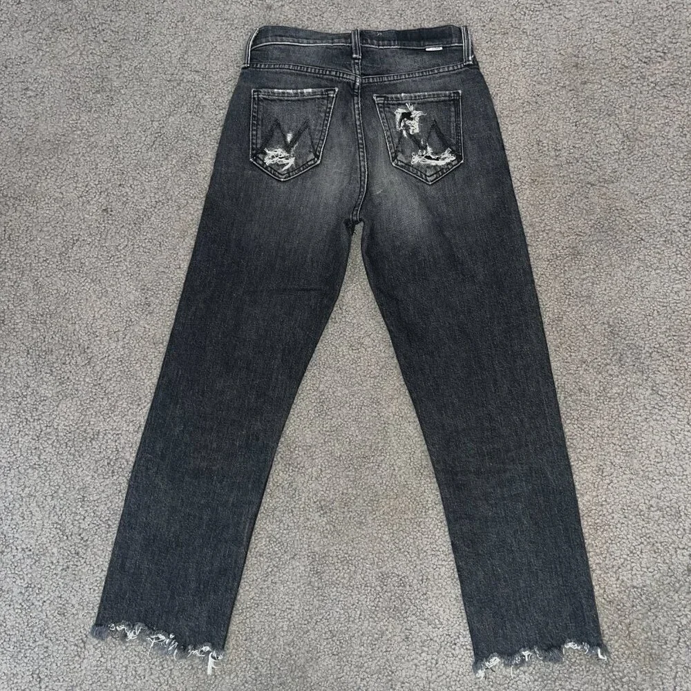 MOTHER SUPERIOR THE TOM CAT CHEW BLACK JEANS in OF CATS and KINGS WASH W24 L24